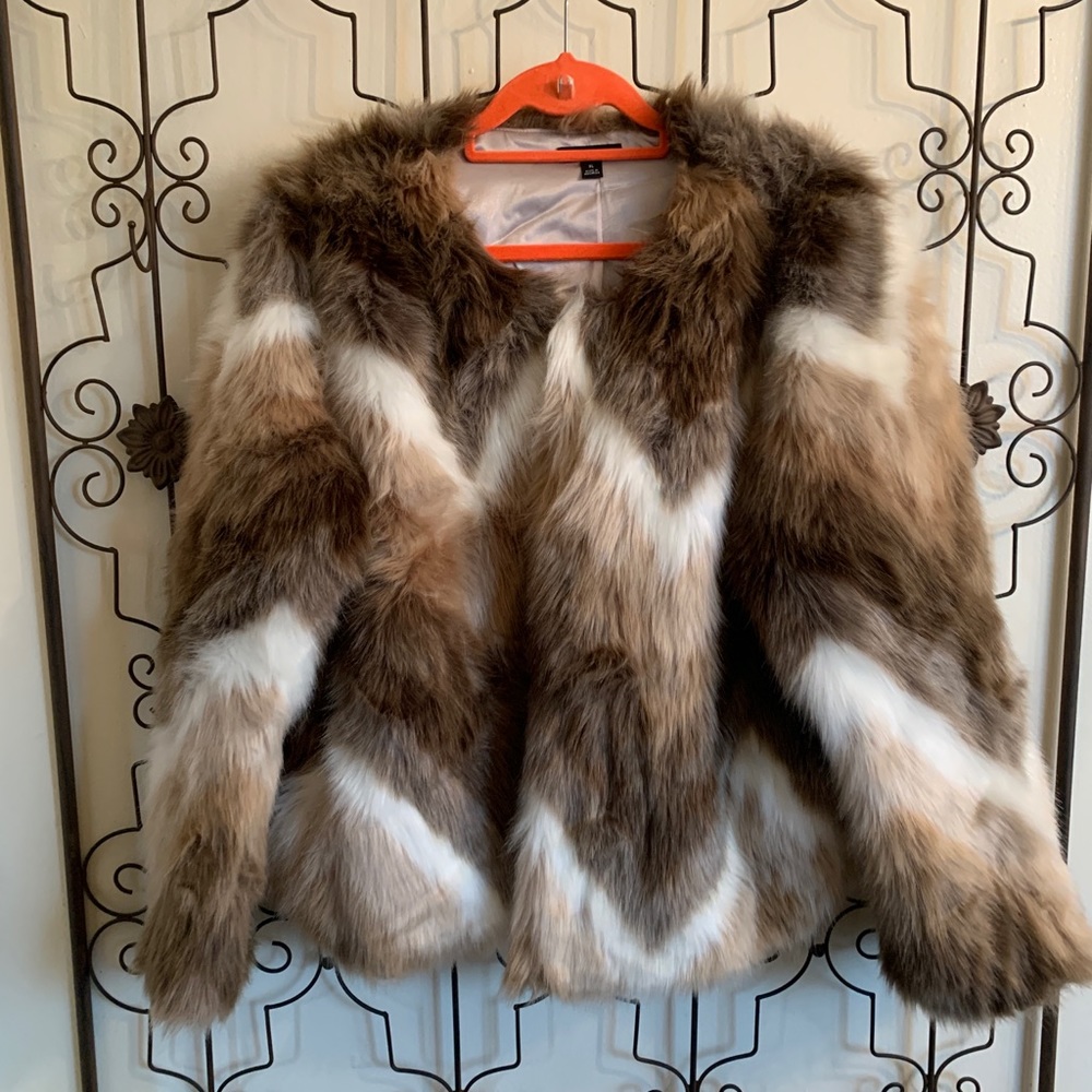 Alfani Faux Fur Chevron Jacket